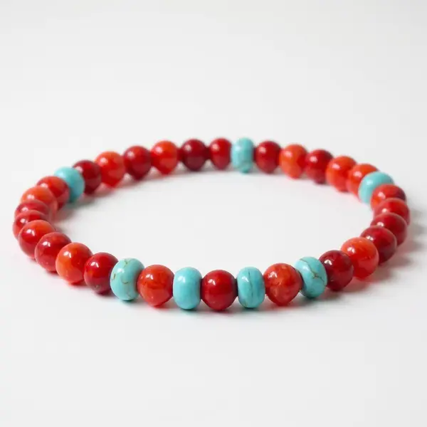 Ocean Fire – Natural Coral & Turquoise Bracelet for Men