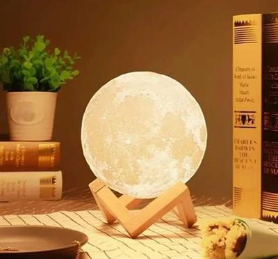 Trending Chargeable  LED Moon Light Lamp With Stand - Eye-catching 3D Lamp - Bedroom Led Bed Lamp Desk Lamp - Moonlight Sensation Home Decorig