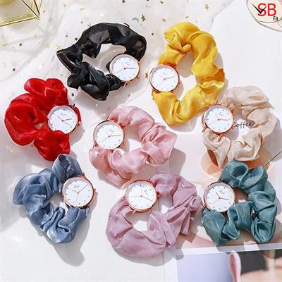 Stylish Scrunchies Watch for Girls - Fashionable Analog Wristwatch with Trendy Hair Scrunchie Band Stylish Girl Watch SB FIT®