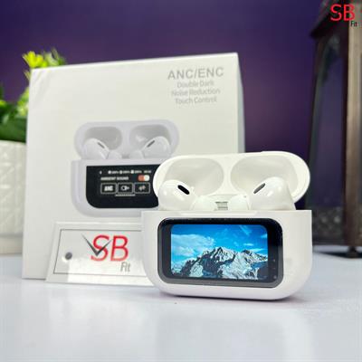 A9 Pro Touch Screen Airpods Pro - ANC Wireless Earbuds With Bluetooth 5.0, LCD Display, Super Bass And Pop-Up Feature - E9 PRO ANC ENC Mood Noice Cancellation Earbuds Airpods 2024 E9 Pro Airpods