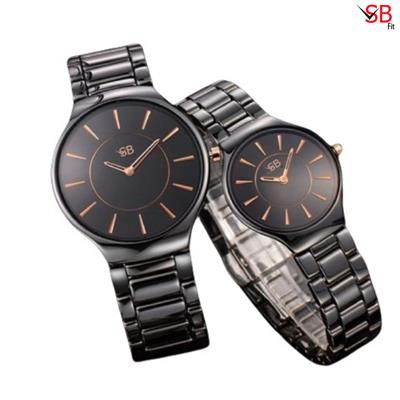 Couple 2 Watches Plain White Stylish Stainless Steel Wristwatch For Men & Women