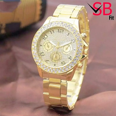 Luxury Diamond Style Quartz Watch For Women / Stylish Chronograph Crystal Shine Watches For Women