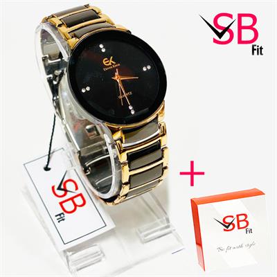 Classic Rose Gold & Black Chain Stainless Steel Watch For Men.