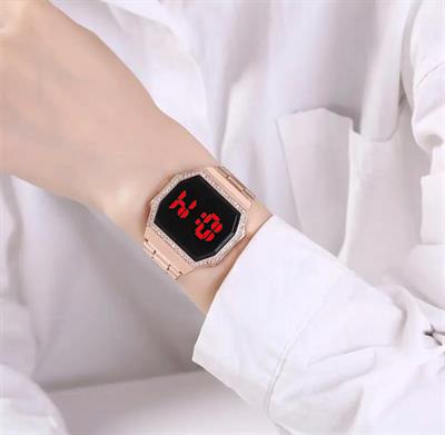 Trending Fashion Square Touch Screen Led Magnet Chain Watch For Women.