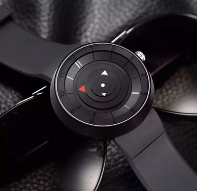 Stylish Disk Silicone Straps Black Quartz Watch For Men