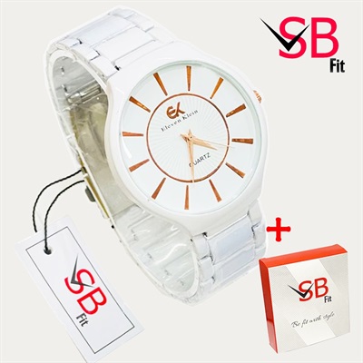 Plain White Stylish Stainless Steel Wristwatch For Men / Chain Watches For Boys / SB FIT Formal Chain Watch With Box