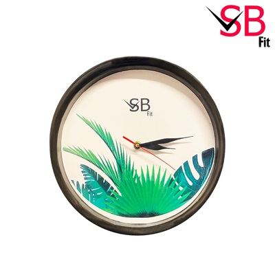 SB FIT Fancy Home Decoration Green Leafs Wall Clock 11’ Inches Round Plastic