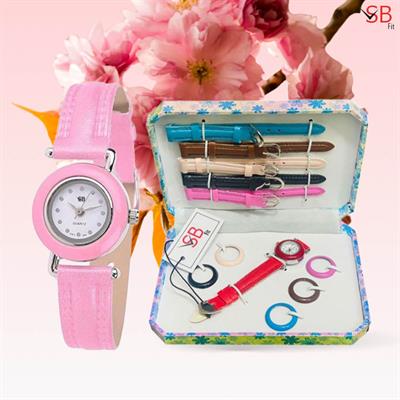 Interchangeable 6 Straps Watch Set Watch - Elegant Decent Watches For Girls With Various Different Styles - Interchangeable 6 Straps Fashion Watch for Girls – Stylish, Colorful, and Fun SB FIT®