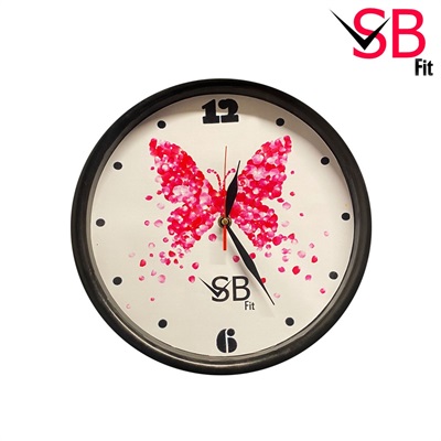SB FIT Fancy Home Decoration Pink Butterfly Wall Clock 11’ Inches Round Plastic
