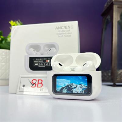 A9 Pro Touch Screen Airpods Pro - ANC Wireless Earbuds With Bluetooth 5.0, LCD Display, Super Bass And Pop-Up Feature - E9 PRO ANC ENC Mood Noice Cancellation Earbuds Airpods 2024 E9 Pro Airpods