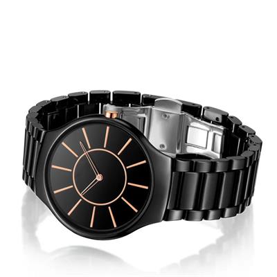 SB FIT Plain Black Stylish Stainless Steel Wristwatch For Men & Boys