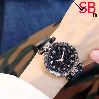 Magnetic Gold Double Stones Watch For Girls / SB Fit Magnetic Luxury Watches For Girls & Women