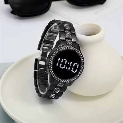 Trending Fashion Round Touch Diamond Led Magnet Chain Watches For Girls  / Digital Magnetic Chain SB FIT LED Watches / With Box 