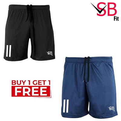 Pack of 2 - SB FIT 2 Lines Men’s Sport Gym, Jogging Shorts | 2 Side Pocket Summers Running Football Shorts for Boys.