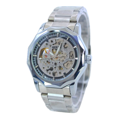 Men's Stainless Steel Automatic Chain Watch Silver