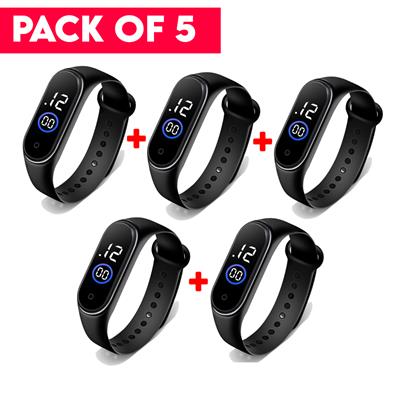 Pack of 5 - Waterproof Sport M4 Touch Led Digital Watch For Girls & Women SB FIT - All Colours