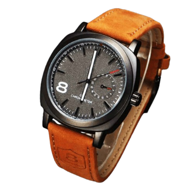 Brown Leather Strap Watch For Boys