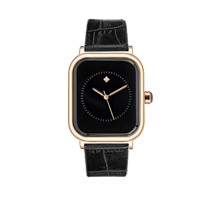 Stainless Steel Leather Strap Watch For Women.