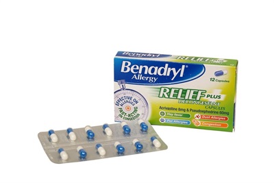 Benadryl Plus Decongestant Capsules 12s
