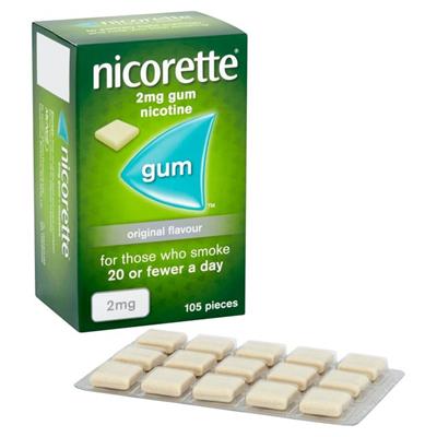 Nicorette Nicotine Gum 2 mg Original flavor 105s