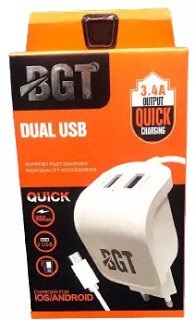 BGT Dual USB charger 3.4 A with fast charging