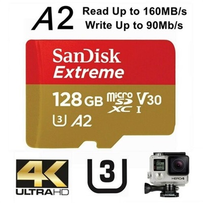 64gb/128gb/256gb SanDisk Extreme A2 MicroSD Card 160MB/s / Class10 / A2 / UHS-I / U3 / V30 - SDXC MicroSD Memory Card - For Action Cam / Drones / Helicam