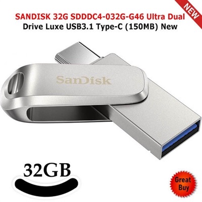 32gb/64gb/128gb/256gb Sandisk Ultra Luxe Dual Drive USB OTG Type-C 3.1 Speed