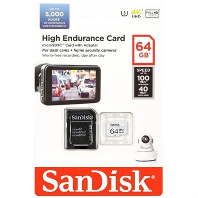 64gb/128gb SanDisk High Endurance microSD Card specially for dash cam, home monitoring or security system