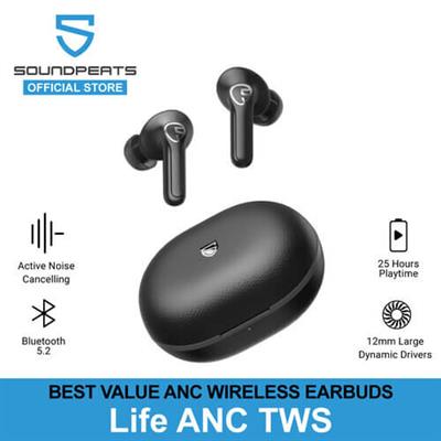 SoundPEATS Life Wireless Earbuds, Active Noise Cancelling Bluetooth 5.2 Headphones, Wireless Earphones with Dual MIC AI ENC for Clear Calls, 25 Hours of Playtime