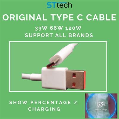 Original Type C Fast Charging Data Cable Support All Brands 33W 66W 120W Show Percentage Charging