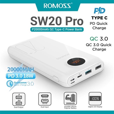 ROMOSS SW20 PRO PD3.0 18W 20000MAH FAST CHARGER Power Bank