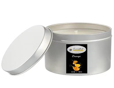 Orange Scented Candle in Silver Tin