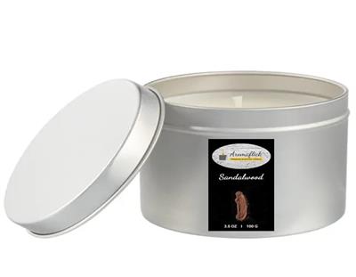 Sandalwood Scented Candle in Silver Tin