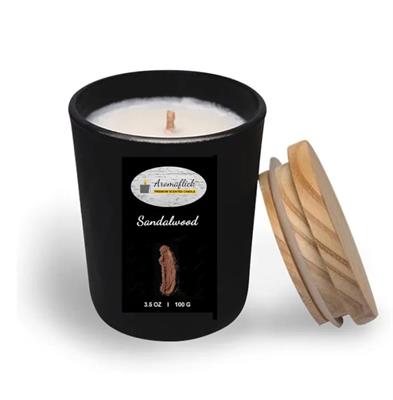 Sandalwood Scented Candle in Black Jar