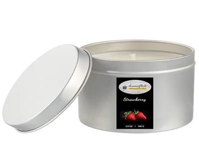 Strawberry Scented Candle in Silver Tin