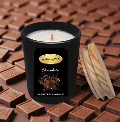 Chocolate Scented Candle in Black Glass