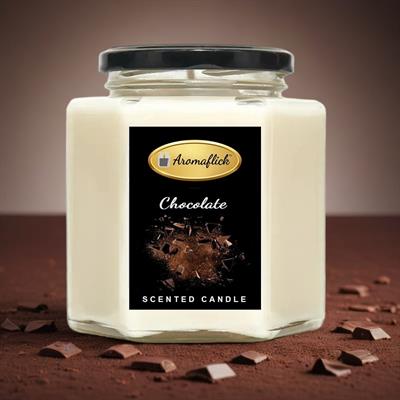 Chocolate Scented Candle in Hexagonal Jar