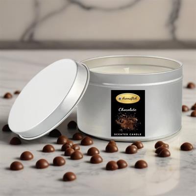 Chocolate Scented Candle in Silver Tin