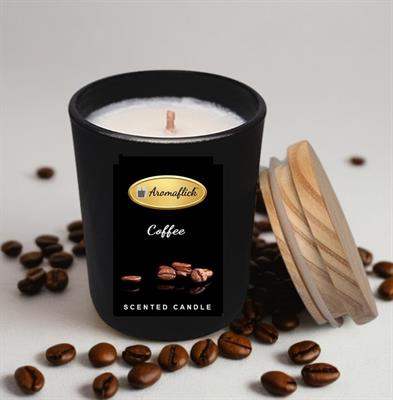 Coffee Scented Candle in Black Glass