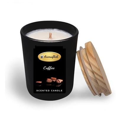 Coffee Scented Candle in Black Glass