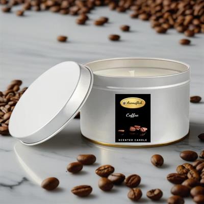 Coffee Scented Candle in Silver Tin