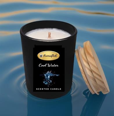 Cool Water Scented Candle in Black Glass