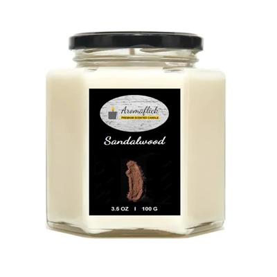 Sandalwood Scented Candle in Hexagonal Jar