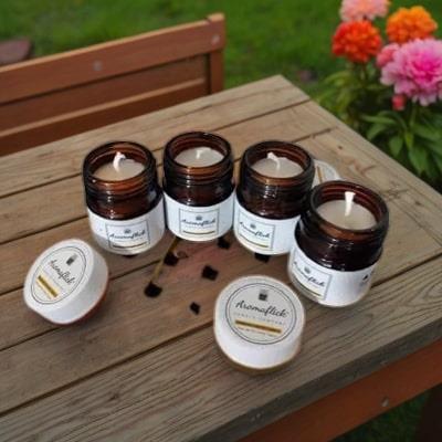 Pack of 4 Scented Candles in Mini Glass Jar with Lid