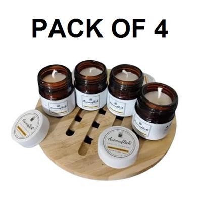 Pack of 4 Scented Candles in Mini Glass Jar with Lid