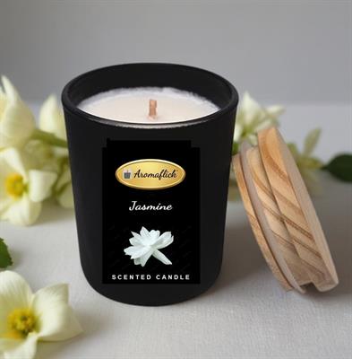 Jasmine Scented Candle in Black Glass