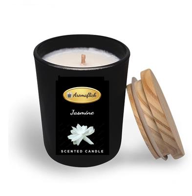 Jasmine Scented Candle in Black Glass