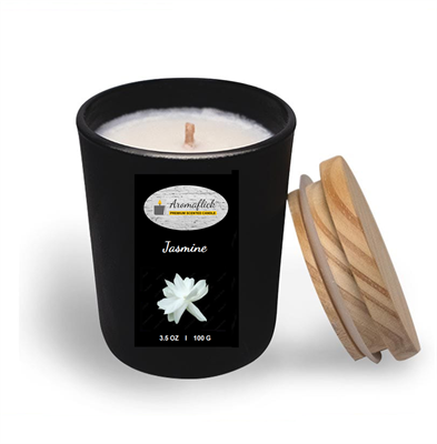 Jasmine Scented Candle in Black Jar