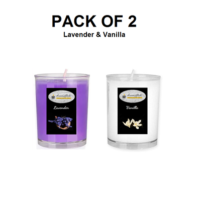 Pack of 2 Scented Candles with Glass in Lavender & Vanilla Fragrance