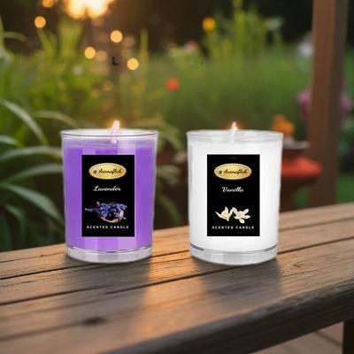 Pack of 2 Scented Candles with Glass in Lavender & Vanilla Fragrance